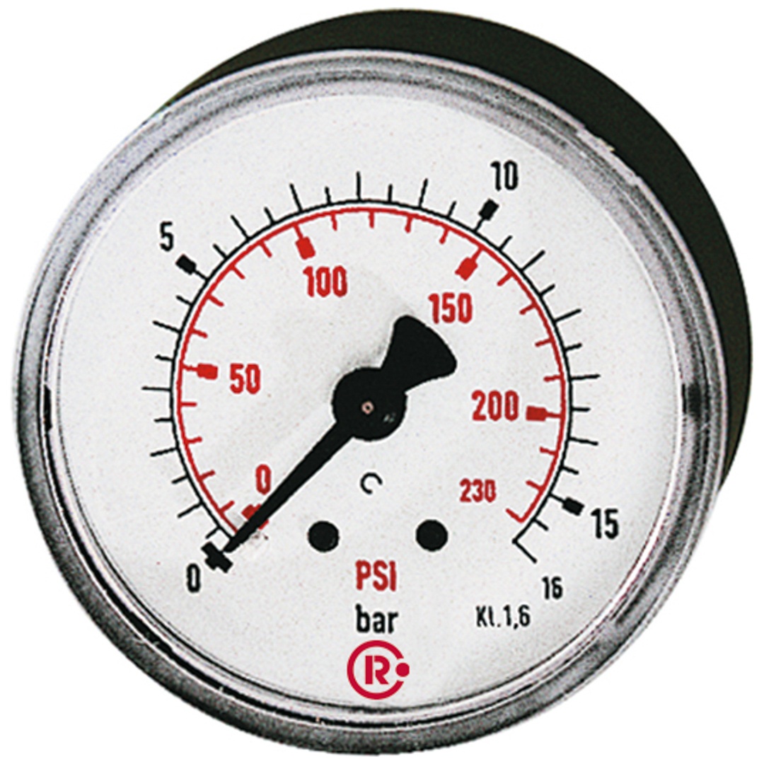 Riegler Standardmanometer, Kunststoff, G 1/4 hinten, 0 - 2,5 bar/36 psi, Ø 63