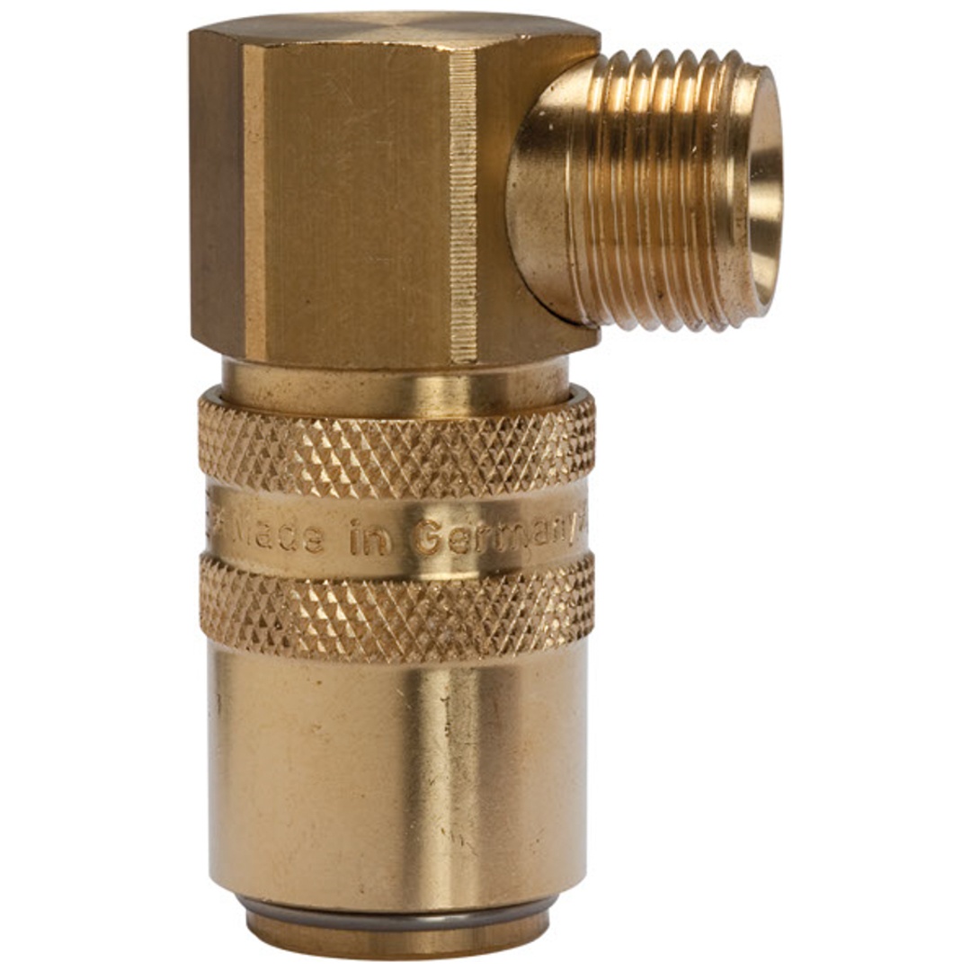 Riegler Temperierkupplung DN 9 mit Außengewindeanschluss, M16x1,5 90°