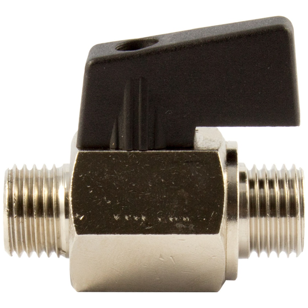 Riegler Mini-Kugelhahn, glatte Oberfläche, MS vern., G 1/4 AG, DN 8