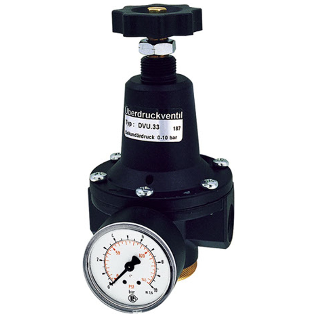 Riegler Druckbegrenzungsventil, inkl. Manometer, G 1/2, 0,5 - 5,5 bar