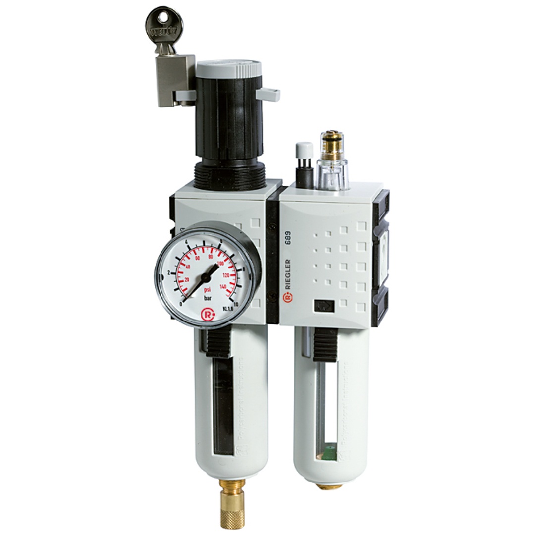 Riegler Wartungseinheit 2-tlg. »FUTURA«, PC, BG 2, G 1/2, 0,5 - 8 bar, VA