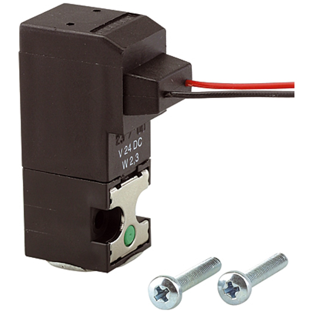 Riegler 3/2-Mini-Magnetventil direktgesteuert NO, 12 VDC, Kabel 30 cm