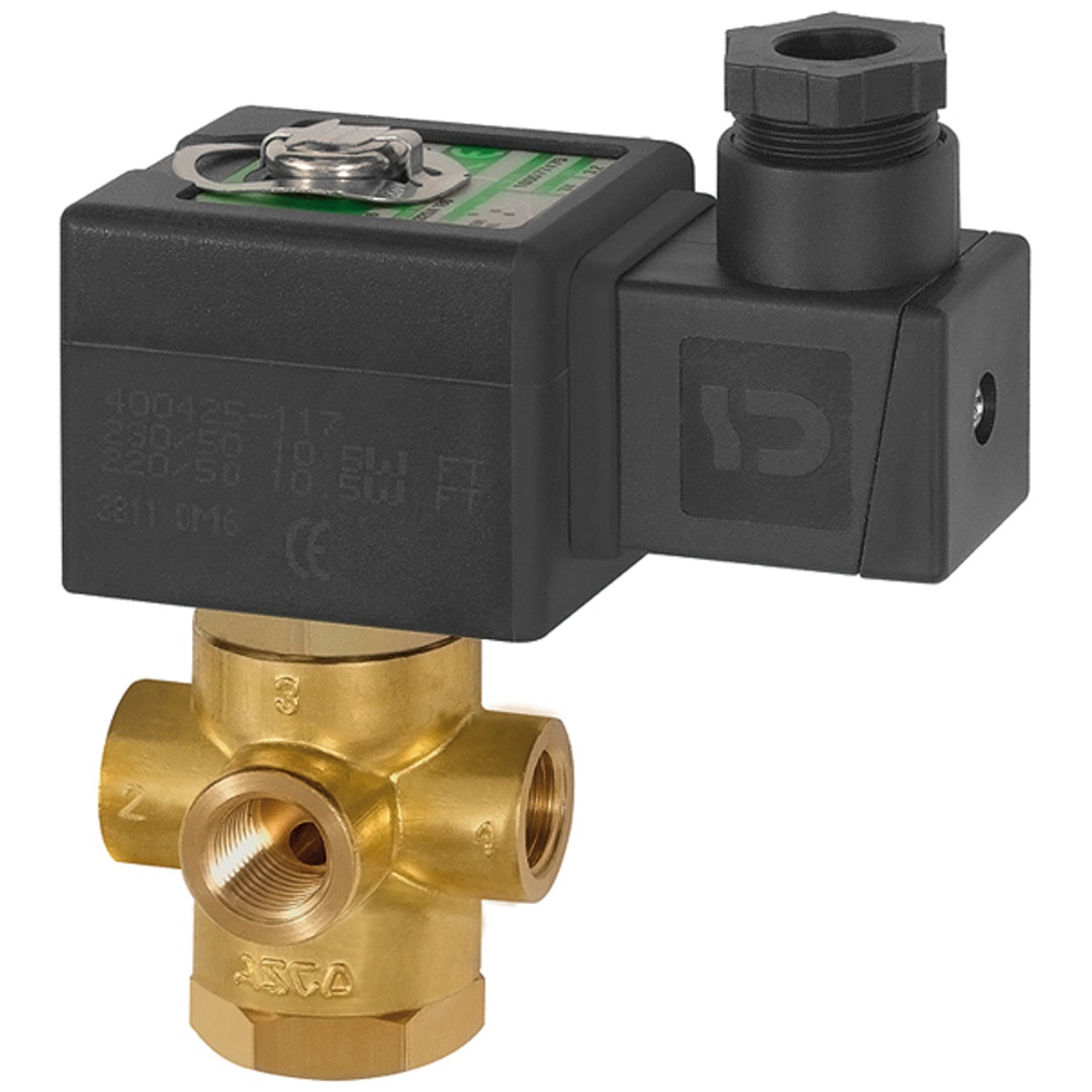 Riegler 3/2-Wege-MV.,MS,NC,direktg. 230 V,50-60 Hz,NBR,Rp 1/4, PN 0-6 bar