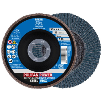 PFERD POLIFAN POWER Fächerscheibe PFC 125x22,23 mm konisch Z40 SG STEELOX Stahl/Edelstahl (2)