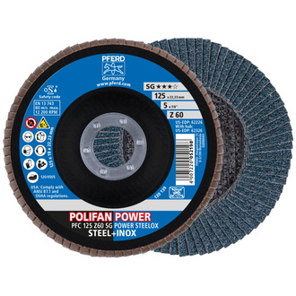 PFERD POLIFAN POWER Fächerscheibe PFC 125x22,23 mm konisch Z60 SG STEELOX Stahl/Edelstahl (2)