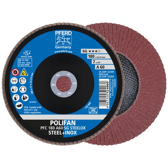 PFERD POLIFAN Fächerscheibe PFC 180x22,23 mm konisch A60 SG STEELOX Stahl/Edelstahl