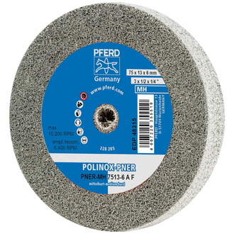 PFERD POLINOX verpresstes Vlies-Rad PNER Ø 75x13 mm Bohrung-Ø 6 mm Mittelhart A Fein für Finish