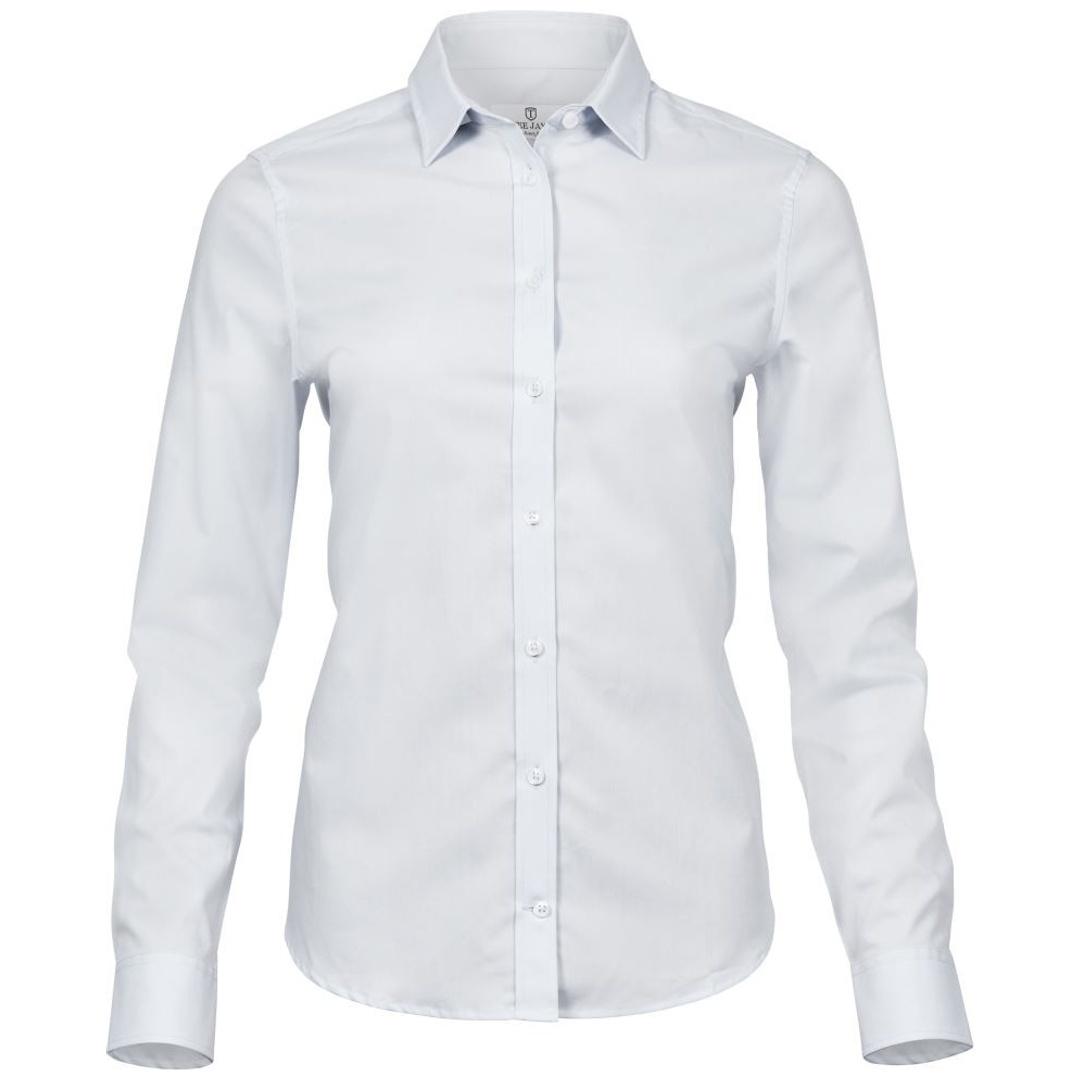 Cotton Classics-18.4025 Luxus Stretch Damen Bluse langarm S weiß