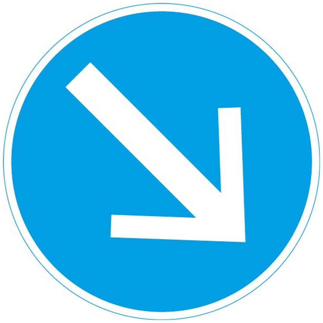 Verkehrszeichen 222 Ronde 600 mm, Fahrtrichtung rechts, RAL-Gütezeichen Folie RA2