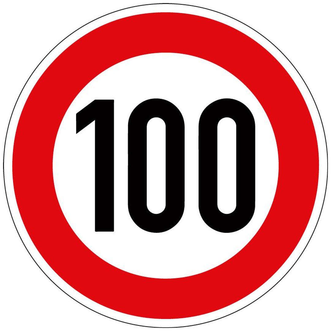 Verkehrszeichen 274-100 Ronde 600 mm, 100 km/h, RAL-Gütezeichen Folie RA2