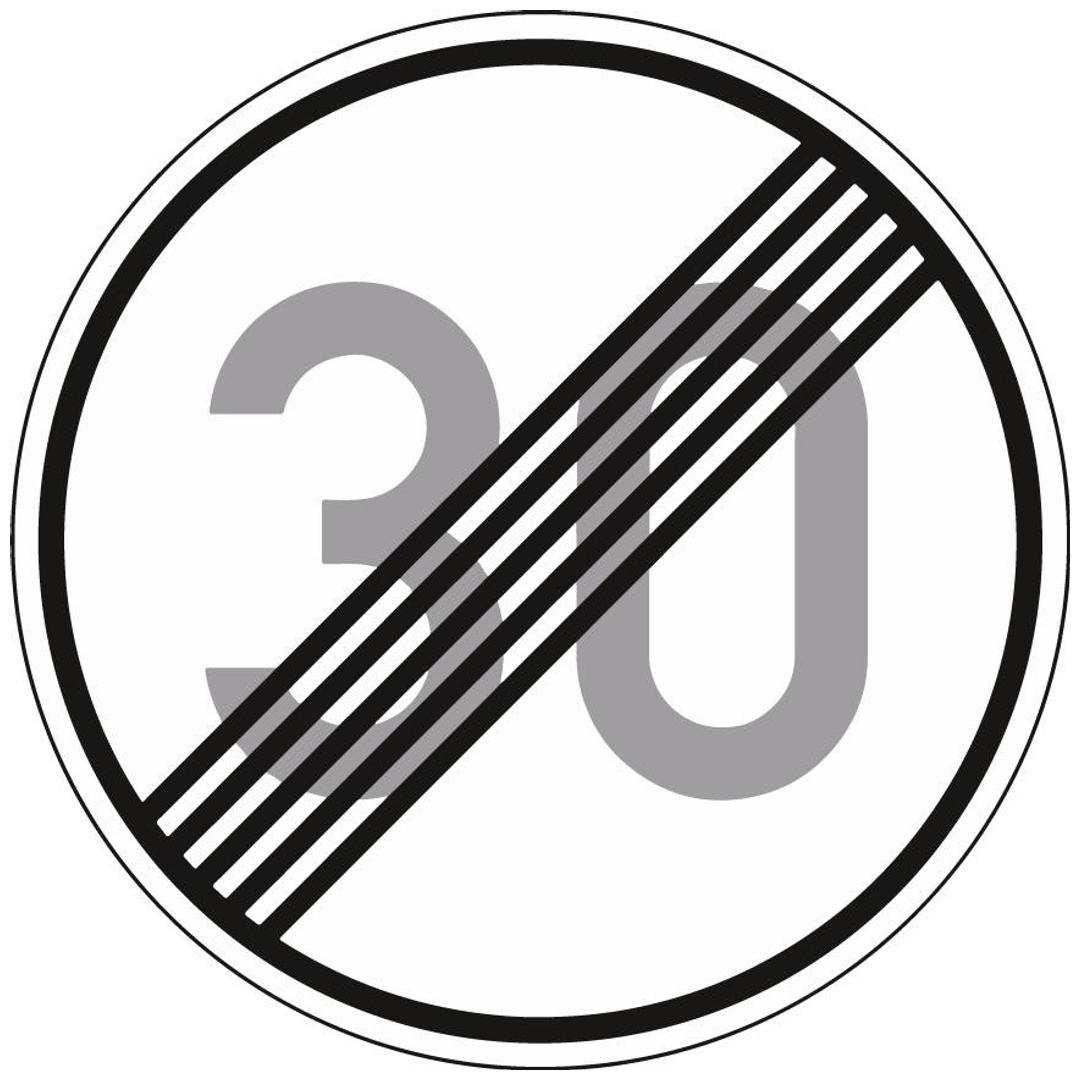 Verkehrszeichen 278-30 Ronde 600 mm, Ende 30 km/h, RAL-Gütezeichen Folie RA2