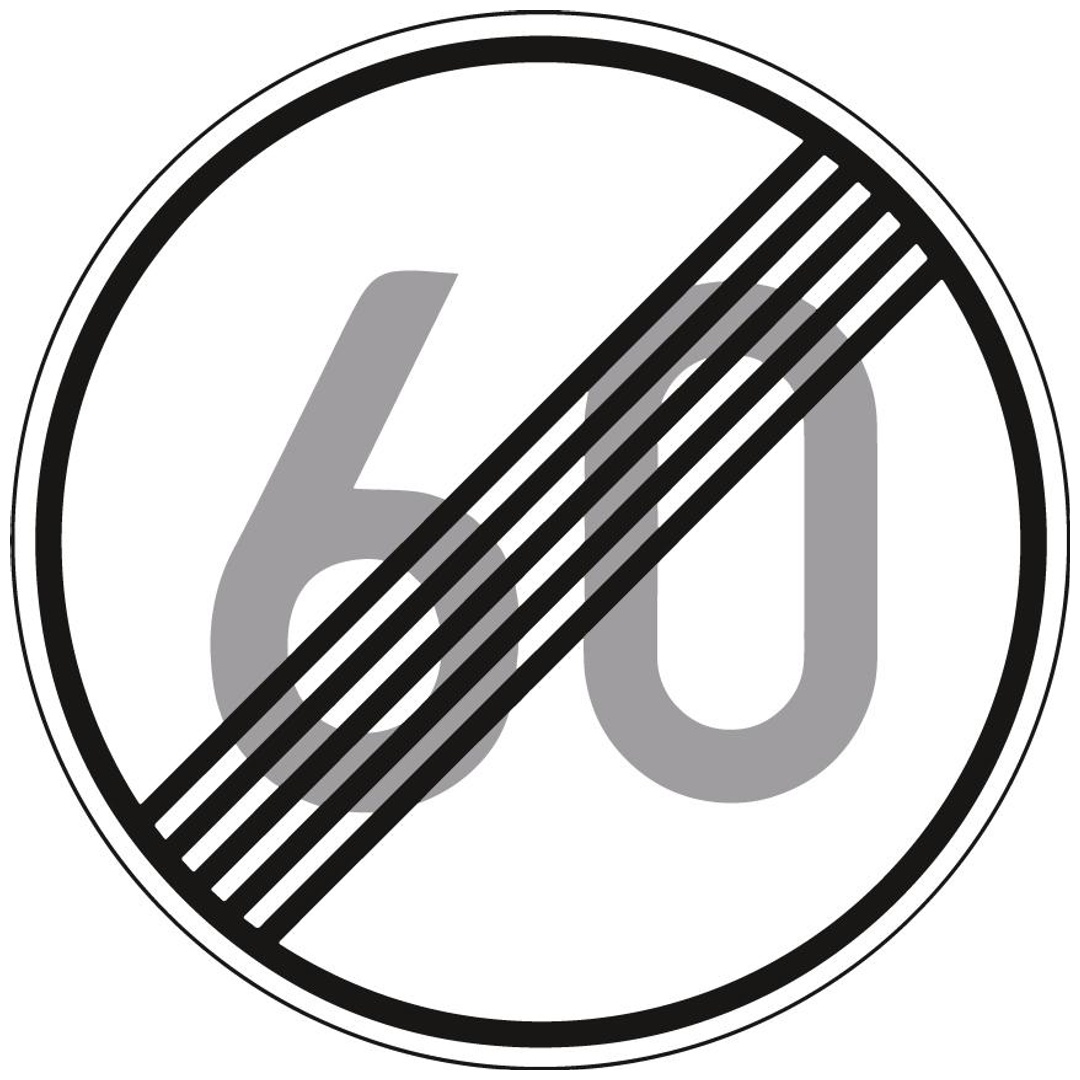 Verkehrszeichen 278-60 Ronde 600 mm, Ende 60 km/h, RAL-Gütezeichen Folie RA2