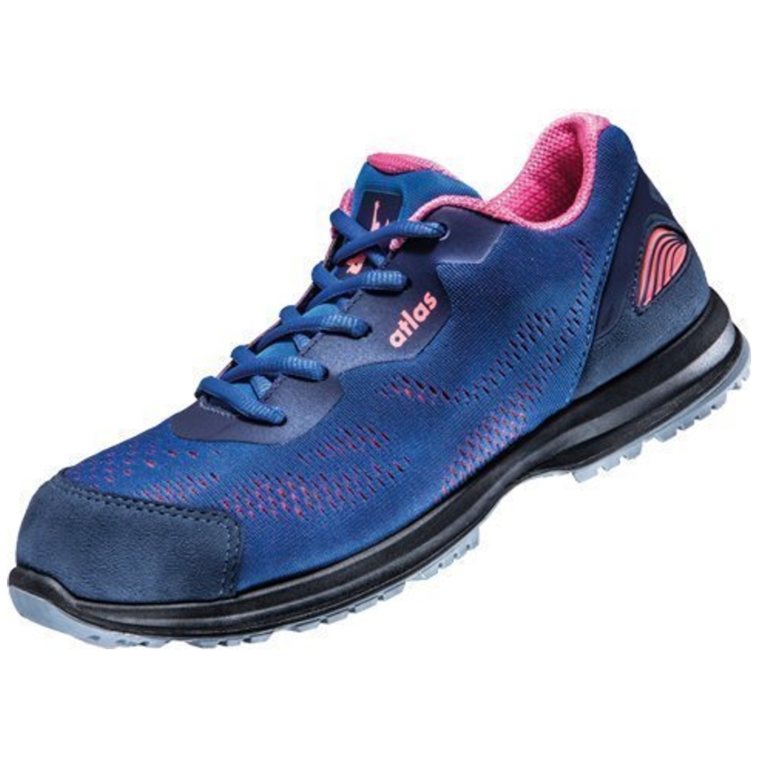 Atlas Sicherheitshalbschuh Damen GX 105 S1P ESD SRC DGUV Gr. 35 royal blue, neon-pink