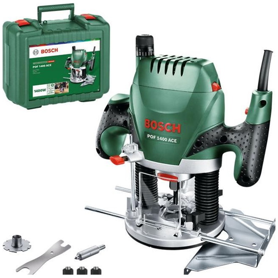 Bosch Oberfräse Holzfräse POF 1400 ACE, incl. Zubehör, im Kunststoffkoffer - 1