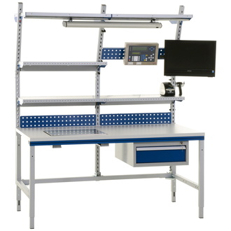 ROCHOLZ Komplettpackplatz SYSTEM FLEX, Variante 4, BxTxH: 1600x800x690-960mm, RAL9006/5010