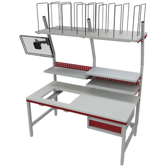 ROCHOLZ Komplettpackplatz SYSTEM FLEX, Variante 5, BxTxH: 1600x800x690-960mm, RAL9006/3003