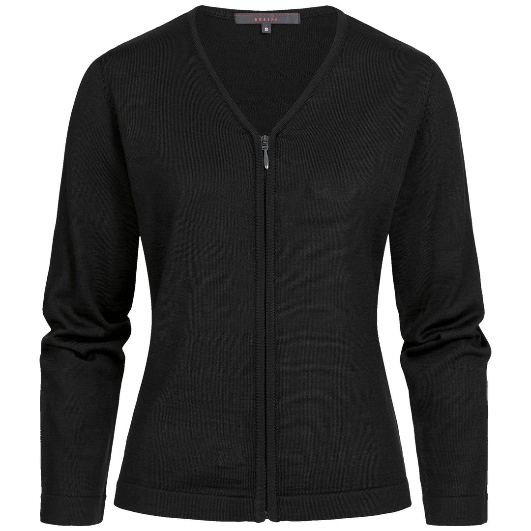 GREIFF Greiff-6052-5050 Damen Strickjacke mit Reißverschluss Gr. L schwarz
