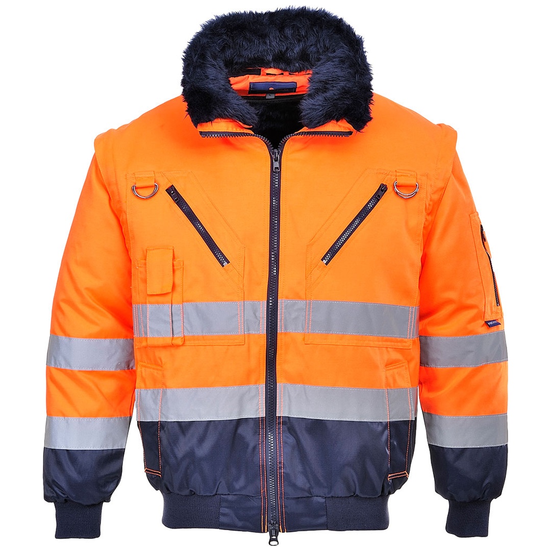 Portwest Hi-Vis 3-in-1 Contrast Pilot Jacket  PJ50 Gr. XL orange/navy