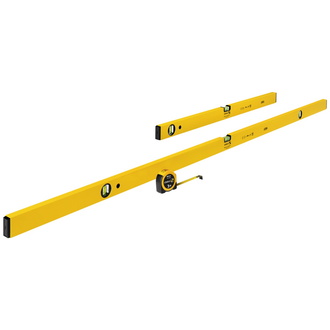 Stabila Wasserwaagen CLASSIC KIT 70-3-180, 3-tlg. Set, Wasserwaage Type 70-2 /180 cm, Wasserwaage Type 70 /80 cm, Taschenbandmaß BM 150 /3 m