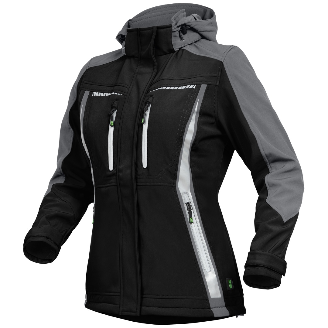 Leibwächter Sommer-Softshelljacke Damen FLXDS Gr. 48 schwarz/grau