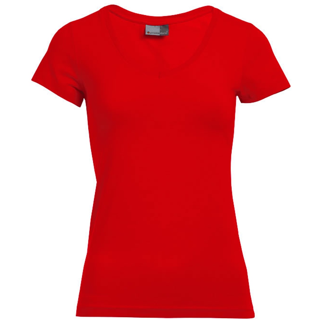 Promodoro Damen Slim Fit V-Neck-T-Shirt 3086 Gr. L fire red