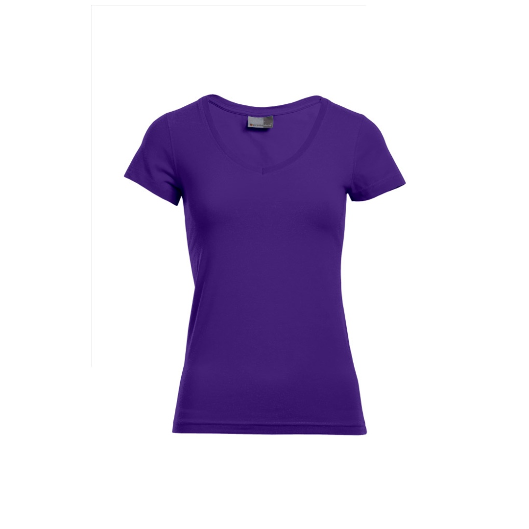 Promodoro Damen Slim Fit V-Neck-T-Shirt 3086 Gr. XS pansy