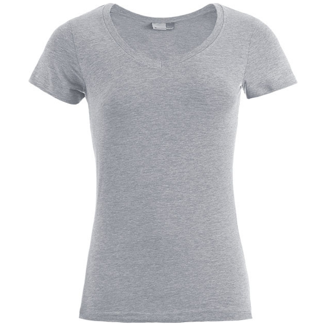 Promodoro Damen Slim Fit V-Neck-T-Shirt 3086 Gr. 3XL sports grey