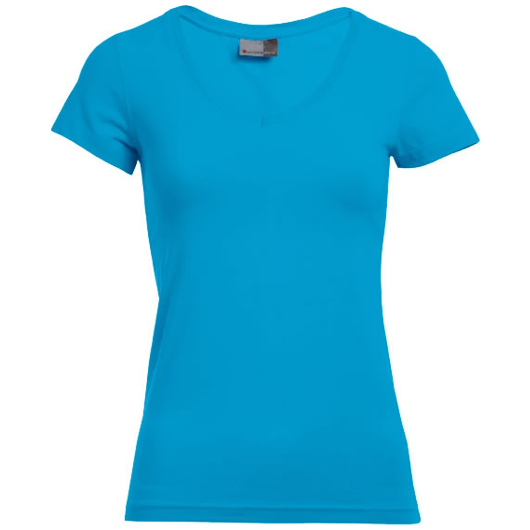 Promodoro Damen Slim Fit V-Neck-T-Shirt 3086 Gr. S turquoise