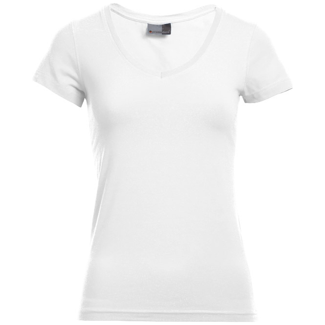 Promodoro Damen Slim Fit V-Neck-T-Shirt 3086 Gr. XL white