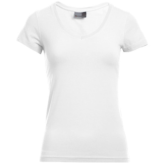 Promodoro Womens Slim Fit V-Neck-T white Gr. L