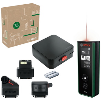 Bosch Digitaler Laser-Entfernungsmesser Zamo Set, incl. 2x Akku, Zubehör, Aufbewahrungsbox, eCommerce-Karton