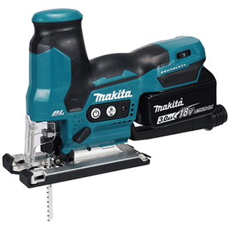 Makita Akku-Pendelhubstichsäge DJV185RF1J, 18 V, incl. 1x Akku LXT 3 Ah, Schnellladegerät, 3x Stichsägeblatt, Zubehör, MAKPAC