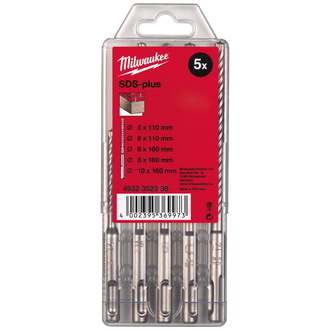 Milwaukee Hammerbohrer SDS-plus Set 5-tlg., 5/6 x 110 mm, 6/8/10 x 160 mm, Kunststoffbox