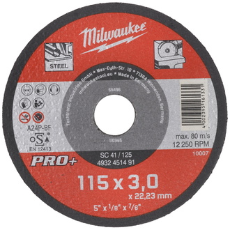 Milwaukee Metalltrennscheibe 115 x 3 mm PRO+