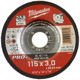 Milwaukee Metalltrennscheibe 115 x 3 mm gekröpft PRO+