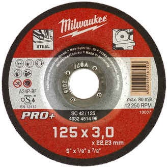 Milwaukee Metalltrennscheibe 125 x 3 mm gekröpft PRO+