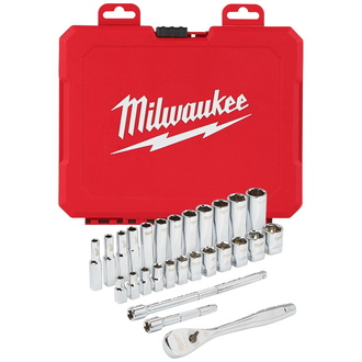 Milwaukee 1/4" Ratschen- und Steckschlüsseleinsatz Set 28-tlg. metr.