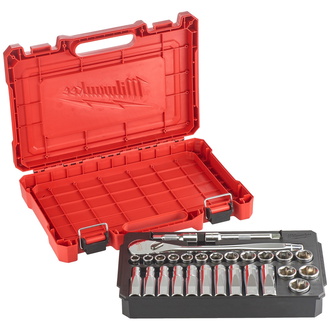 Milwaukee 1/2" Ratschen- und Steckschlüsseleinsatz Set, 28-tlg.