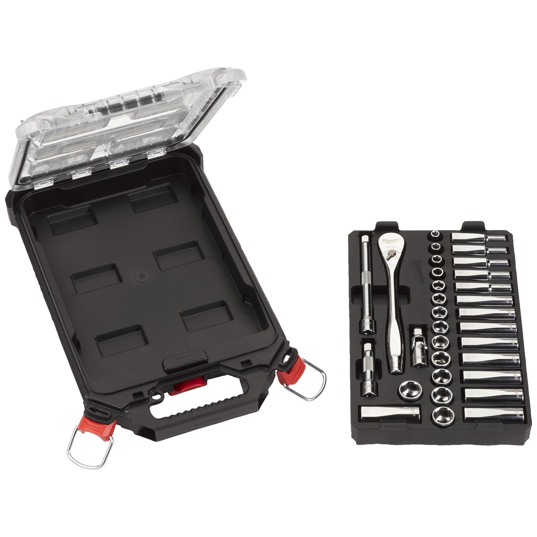 Milwaukee 3/8 Ratschen- und Steckschlüssel-Set 32-tlg.