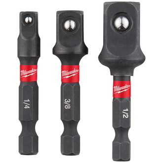 Milwaukee SHOCKWAVE Steckschlüsseleinsatz Set 3-tlg., Adapter-Set 1/4" + 3/8" + 1/2"