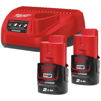 Milwaukee NRG Pack 12 V M12 NRG-202, 2 Akkus, im Karton