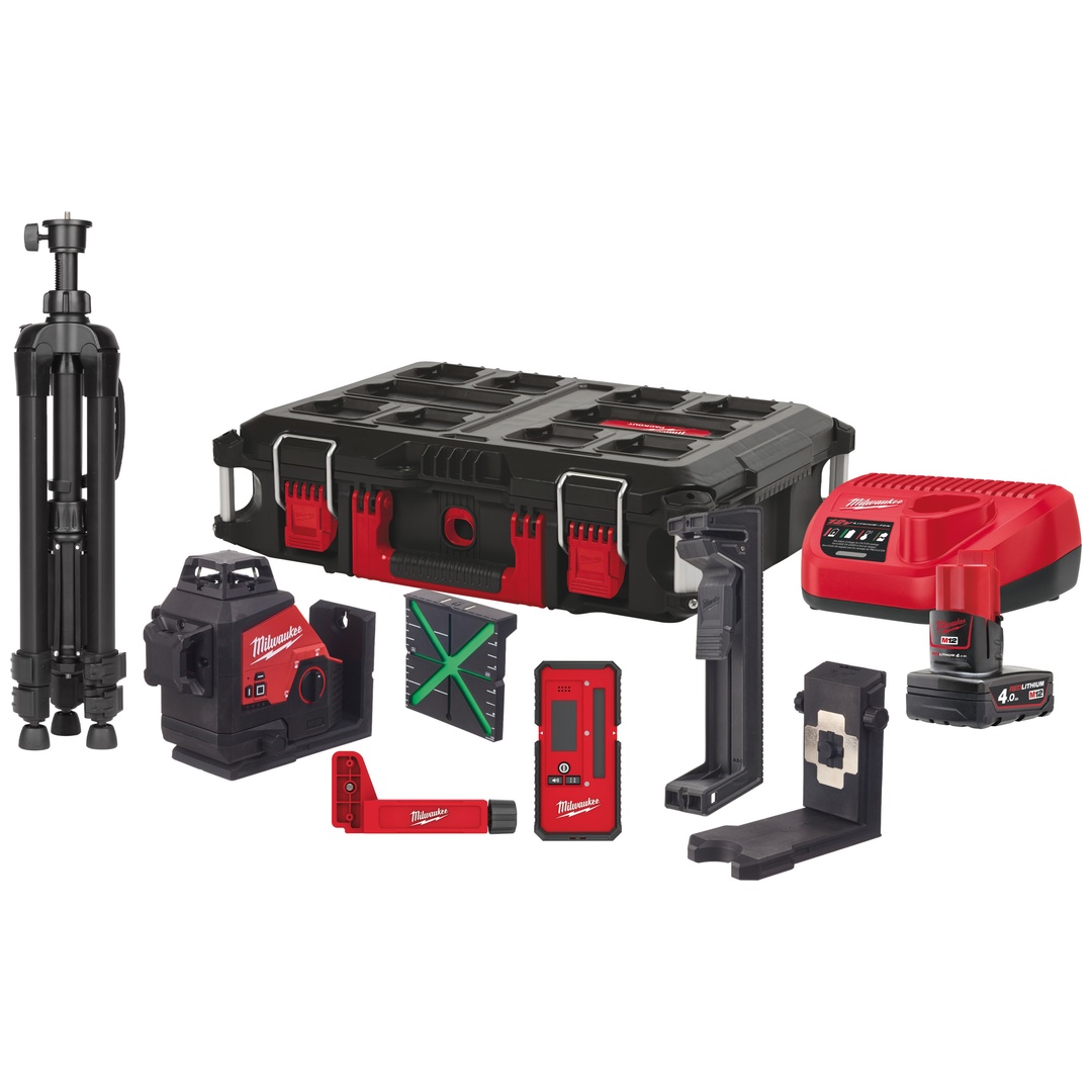 Milwaukee Kreuzlinienlaser Kit M123PLKIT-401P, incl. Akku und Ladegerät