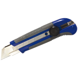 TOOLVIZION Universalmesser mit Abbrechklingen, 2-Komponentengriff, blau-grau