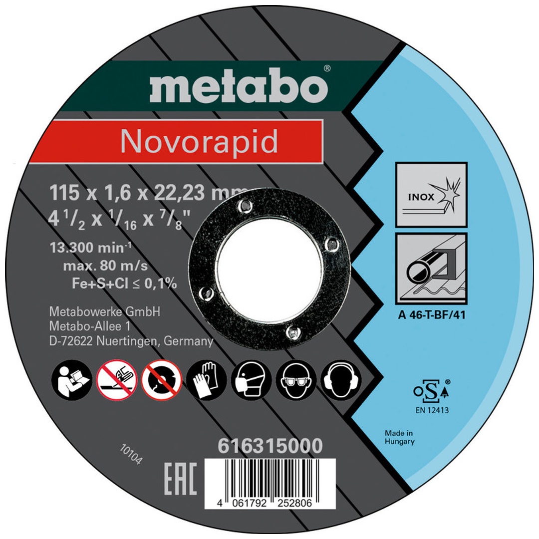 Metabo Trennscheibe Novorapid 115 x 1,6 x 22,23 Inox, TF 41