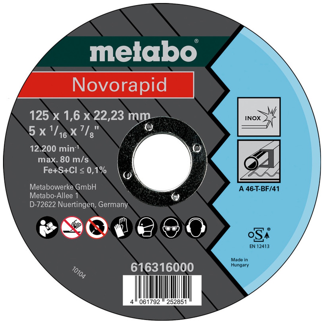 Metabo Trennscheibe Novorapid 125 x 1,6 x 22,23 Inox, TF 41