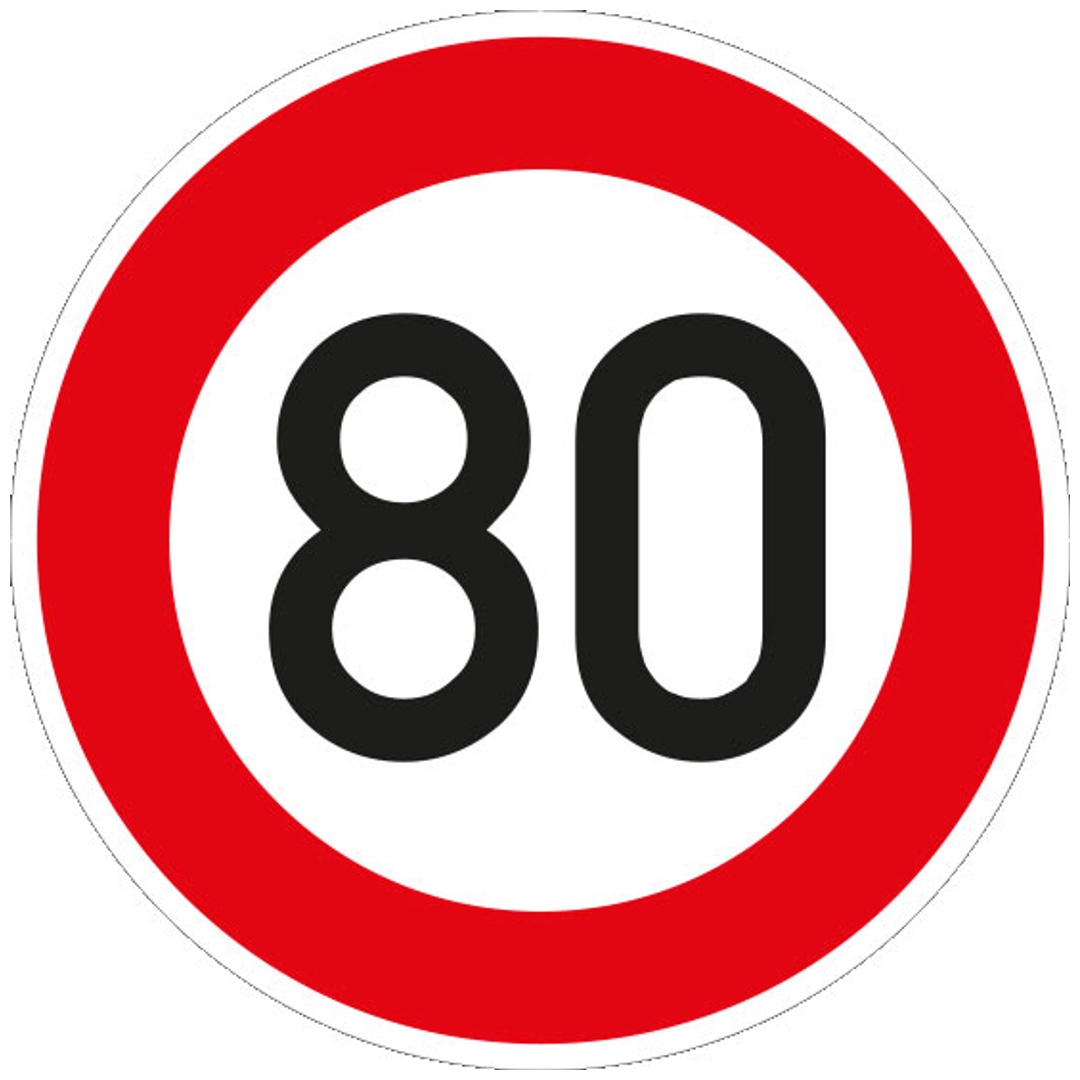 Verkehrszeichen 274-80 Ronde 600 mm, 80 km/h, RAL-Gütezeichen Folie RA1
