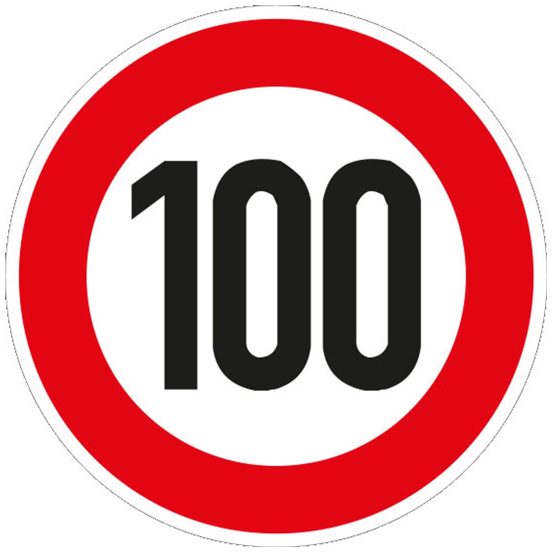 Verkehrszeichen 274-100 Ronde 600 mm, 100 km/h, RAL-Gütezeichen Folie RA1