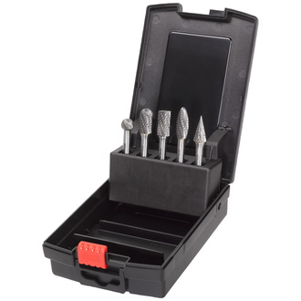 Milwaukee Hartmetall-Fräser-Set für Geradschleifer 6 mm Schaft u. 10 mm Durchmesser, 5-tlg., Kassette