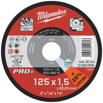 Milwaukee Metalltrennscheibe extradünn, PRO+, SCS 41 / 125 x 1,5 x 22 mm