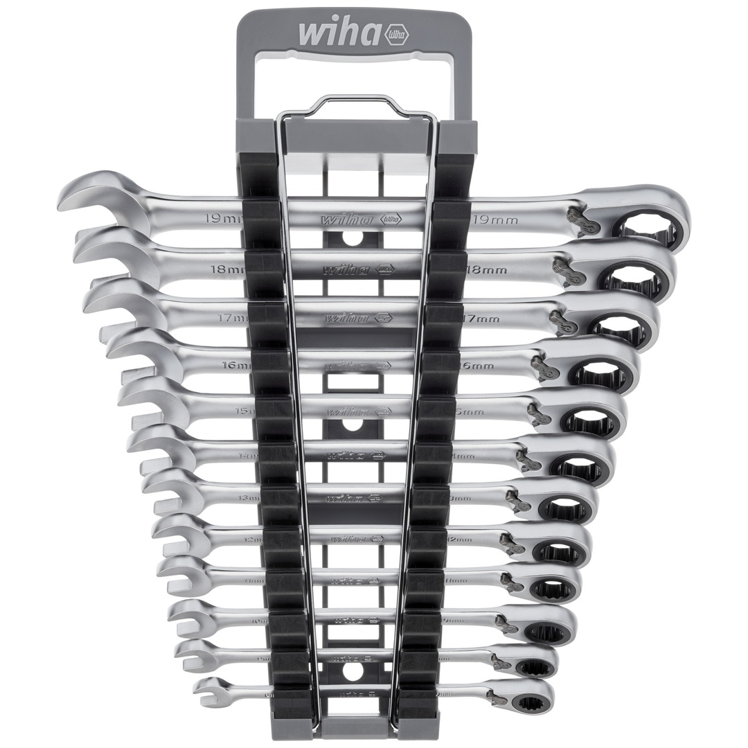 Wiha Ringratschen-Gabelschlüssel Set 12-tlg. umschaltbar in Halter